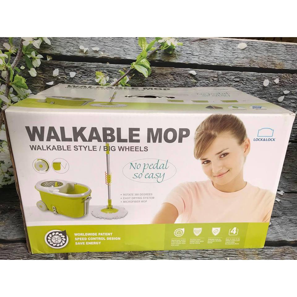 Cây lau nhà 360 độ Lock&Lock Walkable mop – L003 ảnh thật