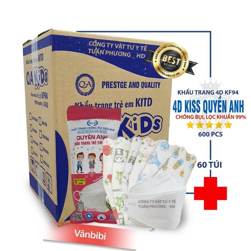 KHẨU TRANG KHÁNG KHUẨN 4 LỚP 4D KF94 MASK CHO BÉ[THÙNG 600 CÁI]