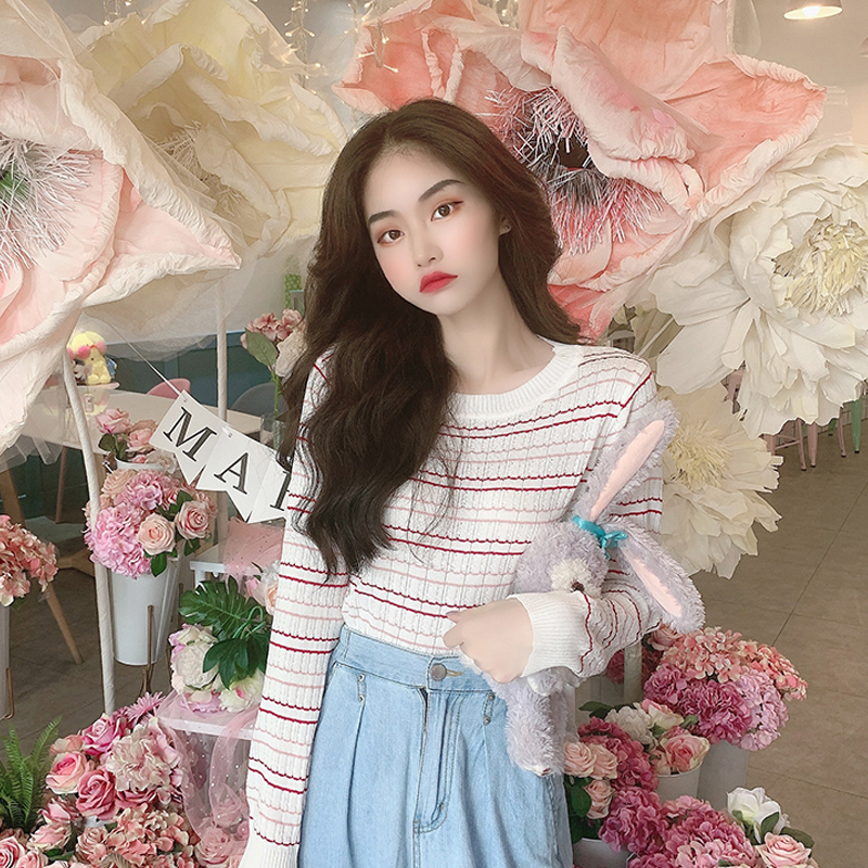 Áo sweater thời trang kẻ sọc dáng ôm phong cách Hàn Quốc cá tính 2020