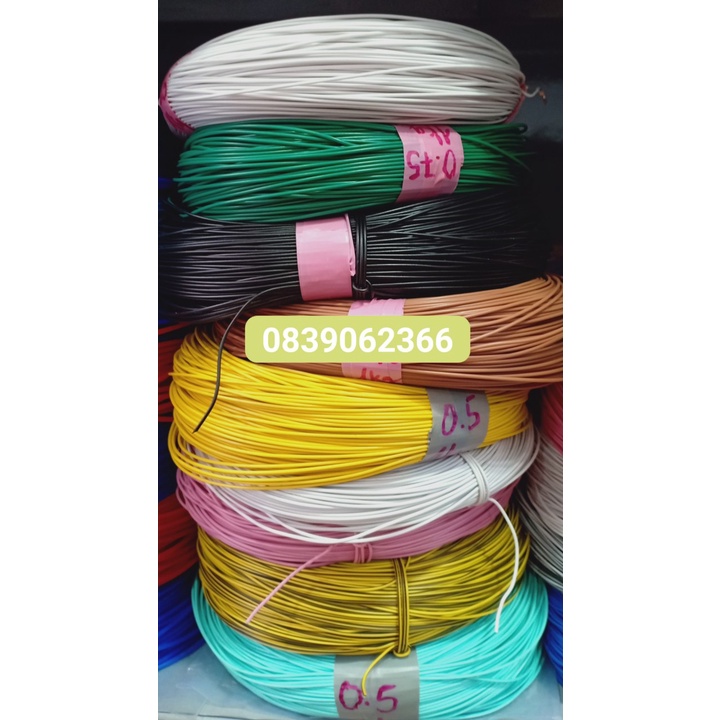 Dây Điện Nhật Đơn Chống Cháy 0.3 - 0.5 - 0.75 - 1.25 - 2.0 Lõi Đồng Các Mầu, Dây Điện Cuộn 1kg