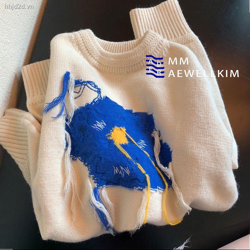 Hàng mới về Áo sweater chui đầu dáng rộng in hoa graffiti màu xanh dương thời trang thu đông mới 2021 cho nữ | BigBuy360 - bigbuy360.vn