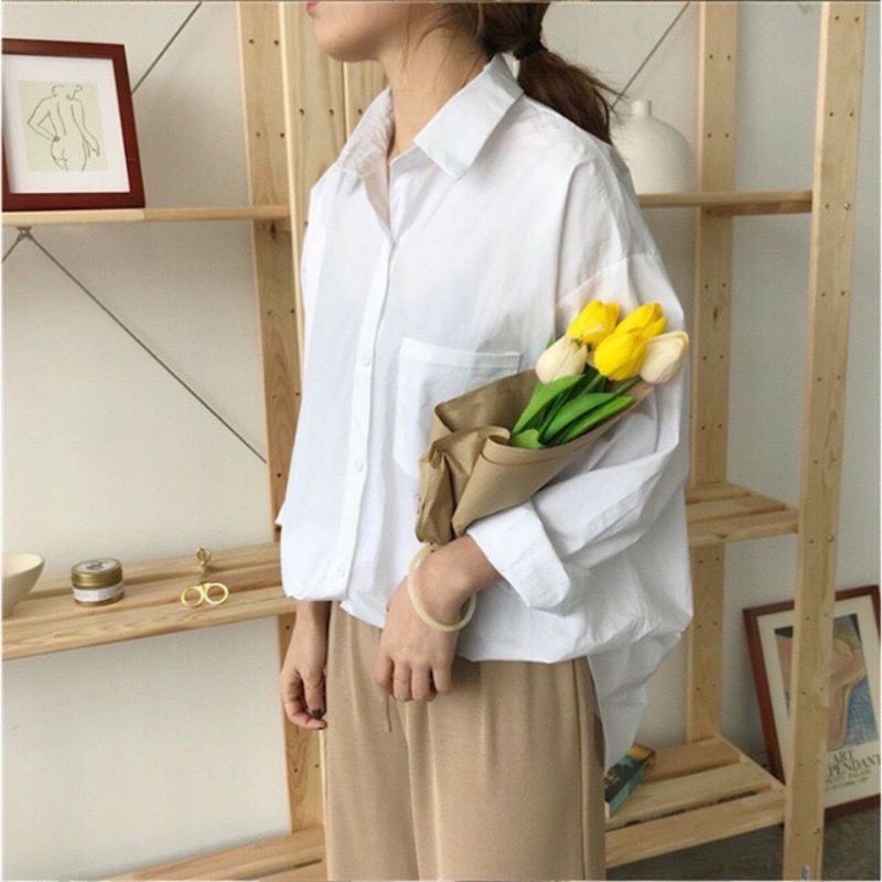 [RẺ VÔ ĐỊCH Áo Sơ Mi Nữ Form Rộng Unisex 1 túi