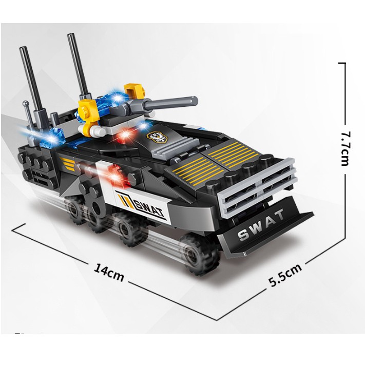 [410 CHI TIẾT-HÀNG CHUẨN] BỘ ĐỒ CHƠI XẾP HÌNH CẢNH SÁT, Lắp Ghép OTO, MÁY BAY, Lắp Ráp ROBOT - 15 TẠO HÌNH