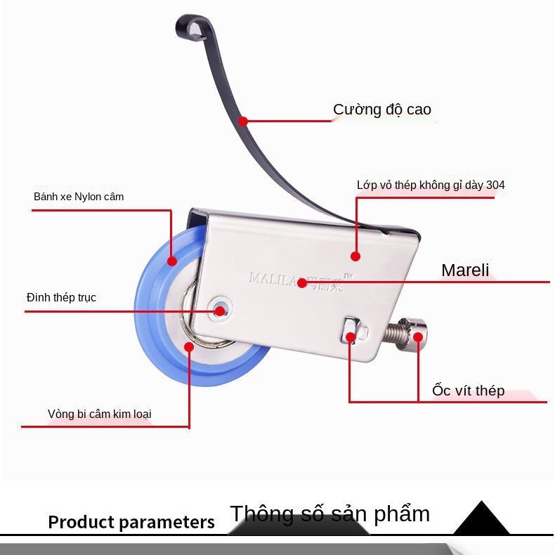 Cửa trượt phòng tắm đa chức năng ròng rọc hộ gia đình bánh xe di chuyển đơn giản đường ray nhỏ đáy T