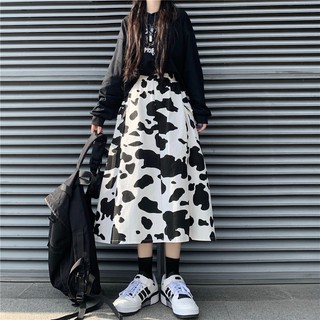 Chân váy nữ dáng dài loang bò sữa phong cách hàn quốc - Chân váy dài cạp chun kiểu dáng hot trend freesize