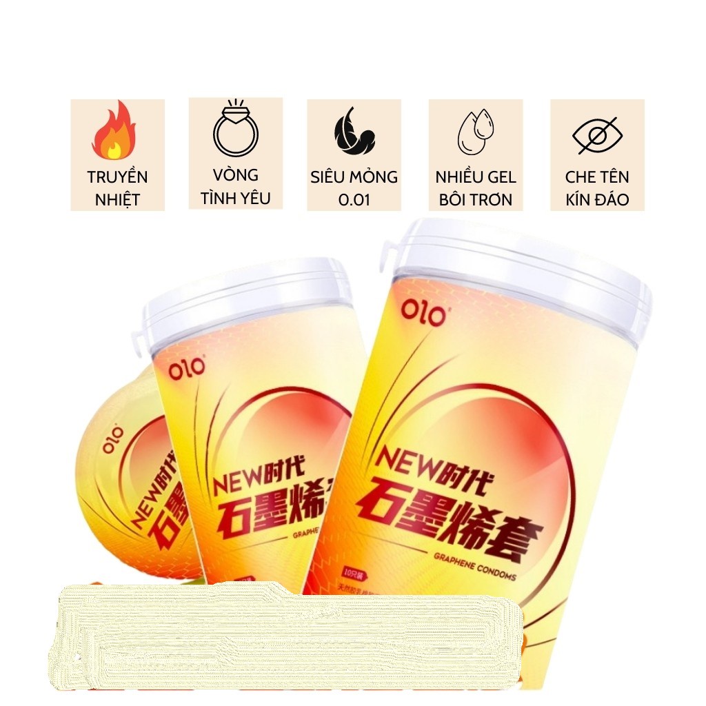 Bao cao su OLO Cốc Vàng Truyền Nhiệt, Cảm Giác Chân Thật - Hộp 10 Bcs