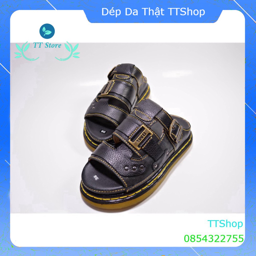 Dép quai ngang Nam Doctor Dr.Martens Da Bò Cao Cấp Hàng VNSX - Đế Lót Da Bò - Mã Số Dr0172 💖 💎👑