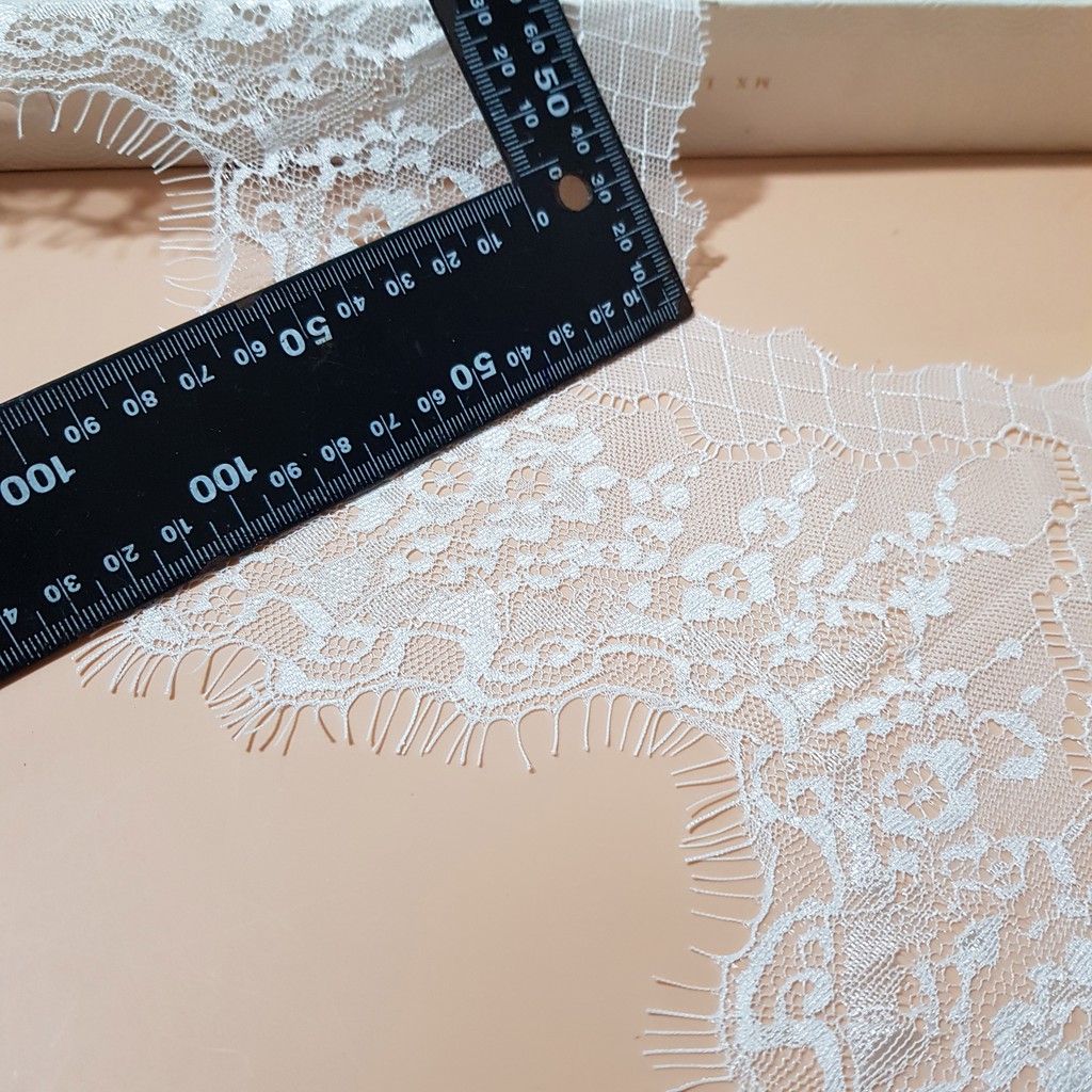 Dây vải ren lưới trắng LMI3Tdài 3 mét rộng ngang 12cm loại đẹp dùng may đồ và trang trí decor Maihoaflower