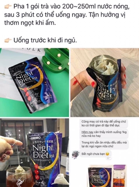 Trà túi lọc Night Diet Tea Orihiro Nhật Bản