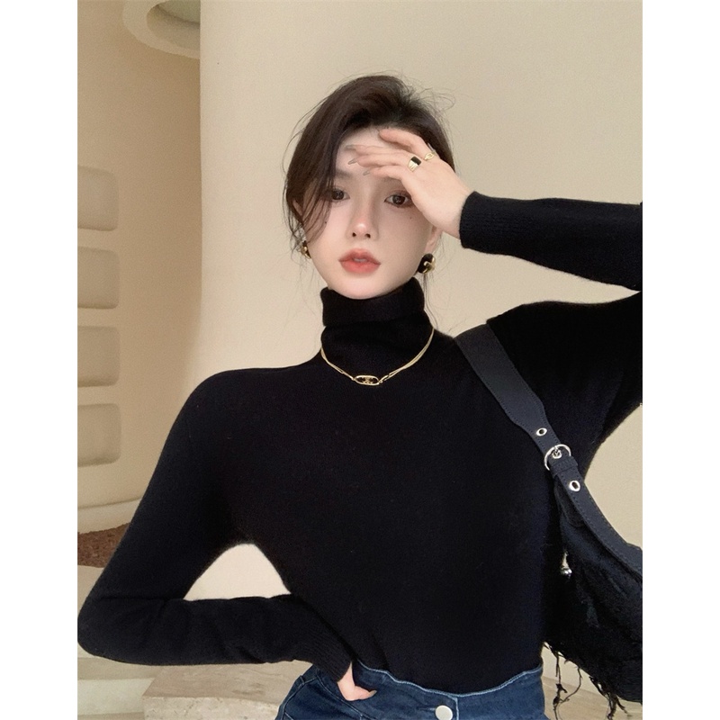 Áo Thun Nữ Tay Dài Cổ Cao Phong Cách Thời Trang Hàn Quốc