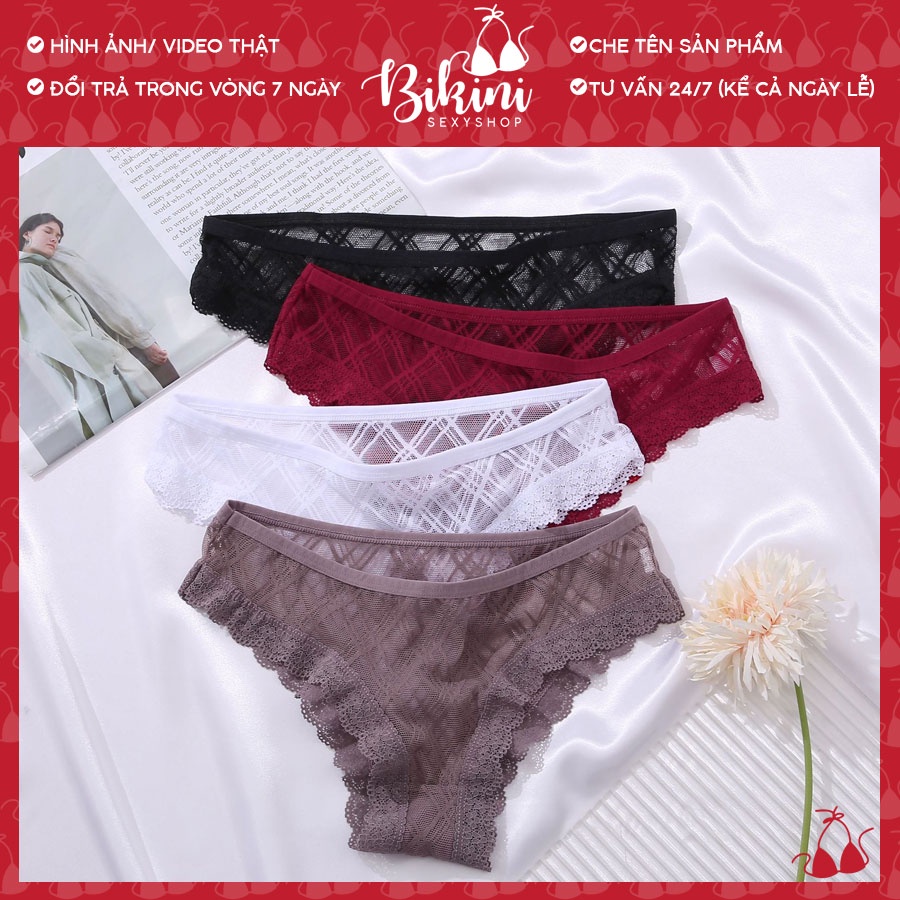 👙❣️ Quần lọt khe ren lưới Finetoo màu trắng/ đen/ đỏ/ hồng FN12