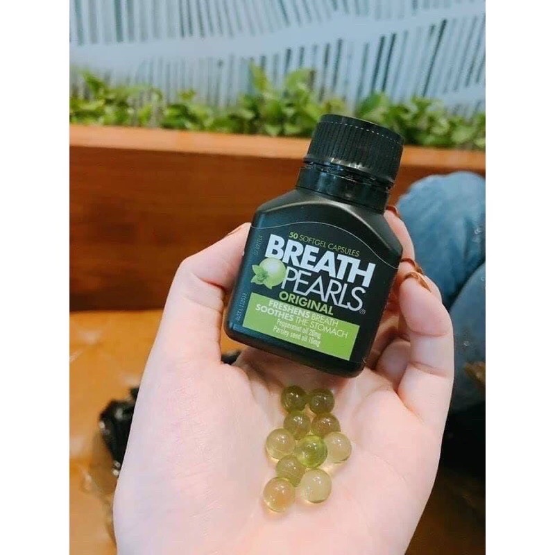 Viên thơm miệng thảo dược Breath pearls (50 vien) hỗ trơ giảm mùi miệng cho người lớn, phụ nữ và bé trên 6 tuổi