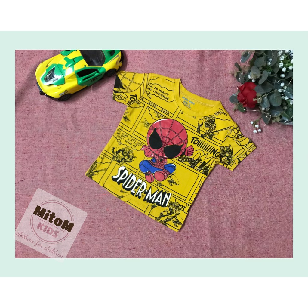 Áo cotton bé trai ♥️ FREESHIP ♥️ Chất thun cotton mềm mịn, họa tiết siêu nhân