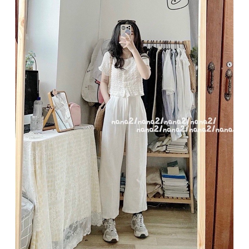 Áo Kiểu REN TOP tay cộc form chuẩn basic chất vải ren mềm mại