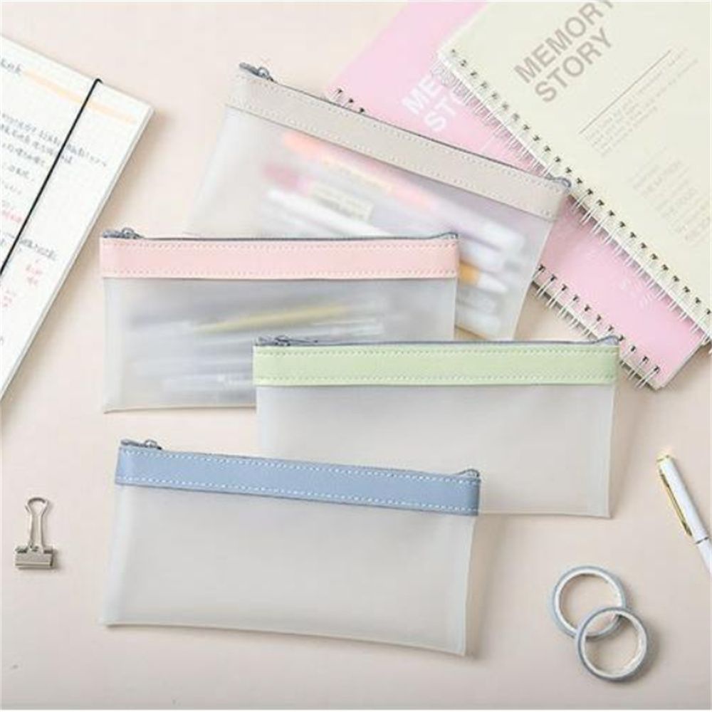Túi Đựng Bút Trong Suốt Sức Chứa Lớn Có Khóa Kéo Tiện Dụng
