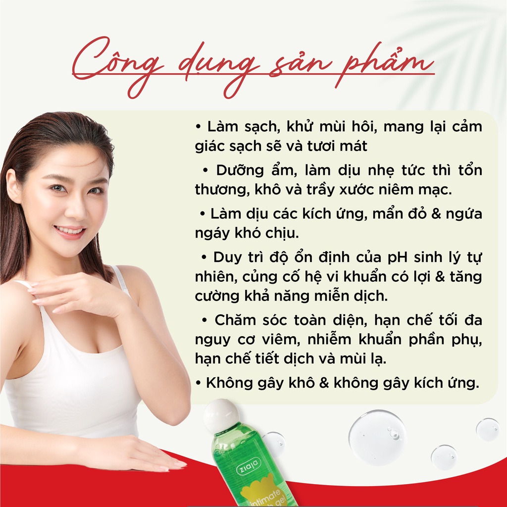 Dung dịch vệ sinh phụ nữ Intimate Ziaja Ba Lan Cúc La Mã dịu nhẹ cân bằng pH tự nhiên, dưỡng ẩm sâu, giảm kích ứng 200ml