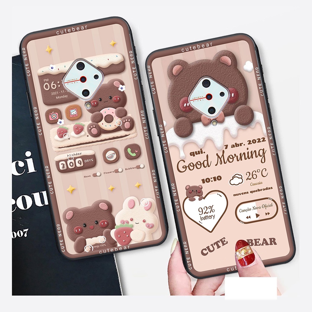 Ốp lưng Vivo S1 PRO in hình Gấu nâu - hồng, Gấu Be@rick  cực CUTE, DỄ THƯƠNG