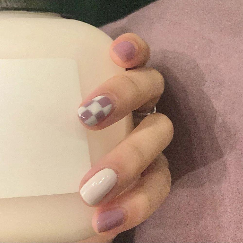 Bộ Móng Tay Giả Ngắn Họa Tiết Nơ Trái Tim Hoạt Hình 3D Kiểu Nhật Hàn Xinh Xắn