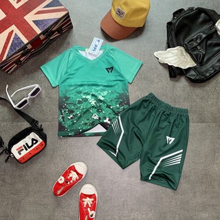 Bộ bé trai thun lạnh in 3D vệt sơn