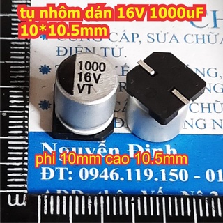 10 con Tụ nhôm tụ hóa chân dán SMD VT 1000uF 16V / 10V 10*10.5mm kde2660