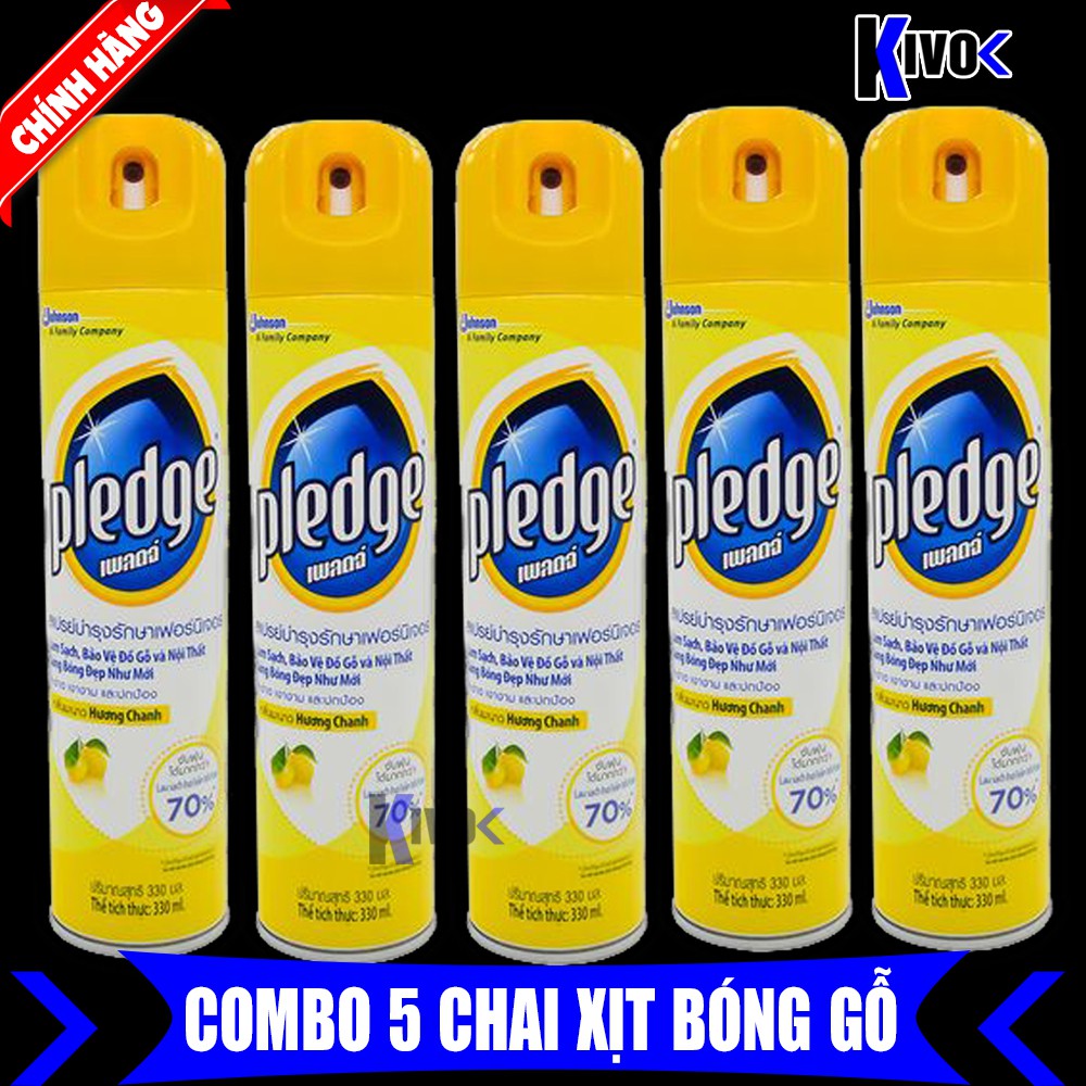 COMBO 5 Chai Sơn Xịt Đánh Bóng Đồ Gỗ PLEDGE 330ml CHÍNH HIỆU - Bình Dung Dịch Xịt Làm Bóng Gỗ CAO CẤP