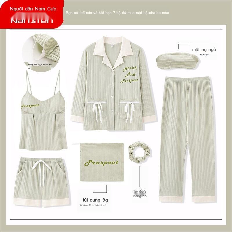 Bộ Đồ Ngủ cotton Tay Dài Thời Trang Xuân Thu Cho Nữ