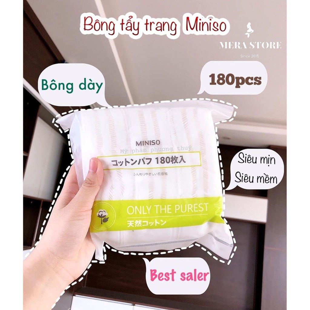 Bông Tẩy Trang Miniso 180 miếng - 3 lớp