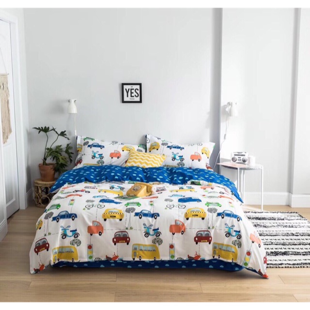 Set chăn ga hoạ tiết ô tô