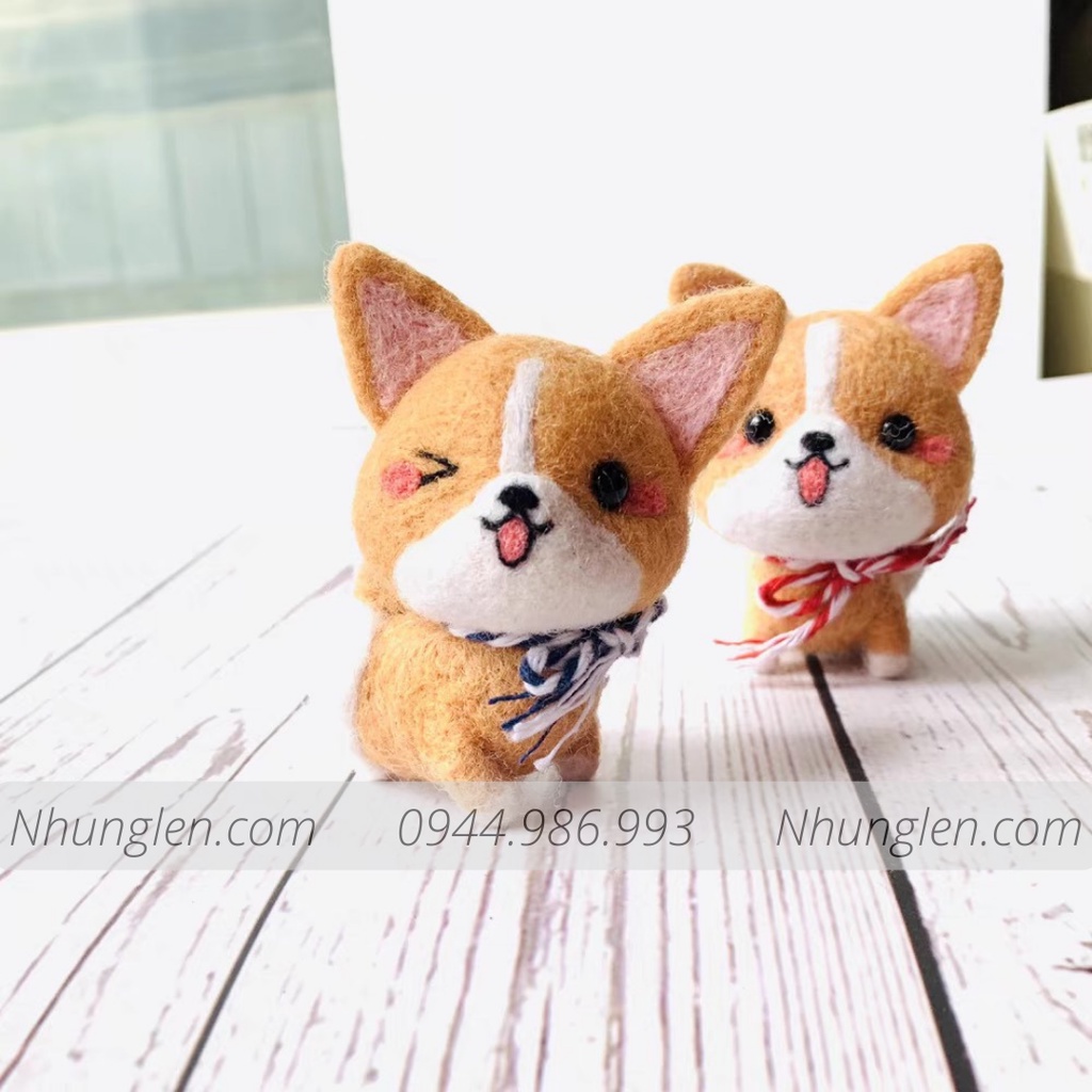 Bộ len chọc Hình Chó Corgi giành cho người mới bắt đầu - Handmade, chọc len, len thô