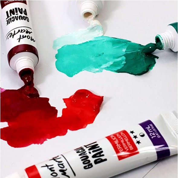 Màu gouache Mont Marte, màu bột pha sẵn tuýp 12ml bộ 12/18/24