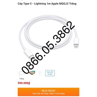 Cáp Sạc Nhanh PD TYPE C TO LIGHTNING - Hàng Chính Hãng APPLE ( Like New )