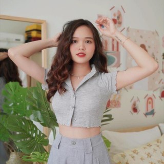 Áo croptop  ღ FREESHIP ღ Áo thun nữ cúc thật cuốn biên thời trang XIXO mã ATN0020