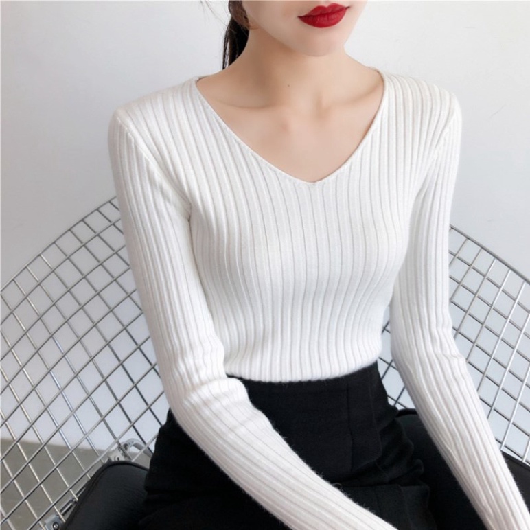 áo len tăm cổ tim dài tay hàng co giãn đẹp A690 Noiyxanh nội y xanh chất len quảng châu