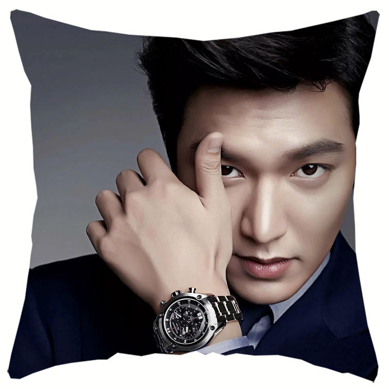 Vỏ gối polyester hai mặt in hình Lee Min Ho K-pop kích thước 45x45cm
