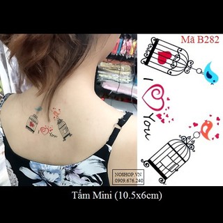 Xăm dán tattoo lồng chim B282