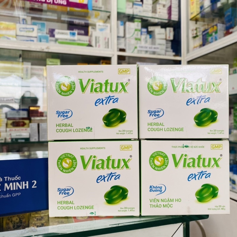 ✅ [Chính Hãng] Kẹo ngậm Viatux Extra Vietnat không đường giảm ho khàn tiếng - hộp 20 viên