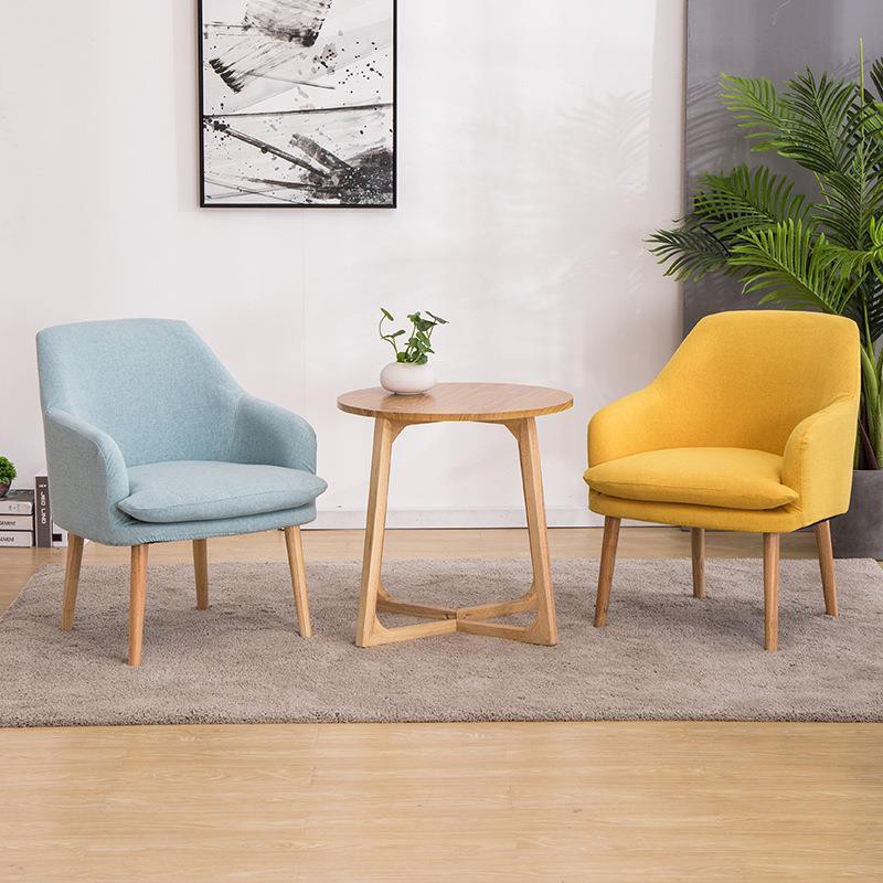 Bán trước⊙﹍Solid Wood Fabric Single Sofa Ban công Bàn ghế phòng khách ngủ ăn Sân trong Lười biếng Hiện đại Đơn gi
