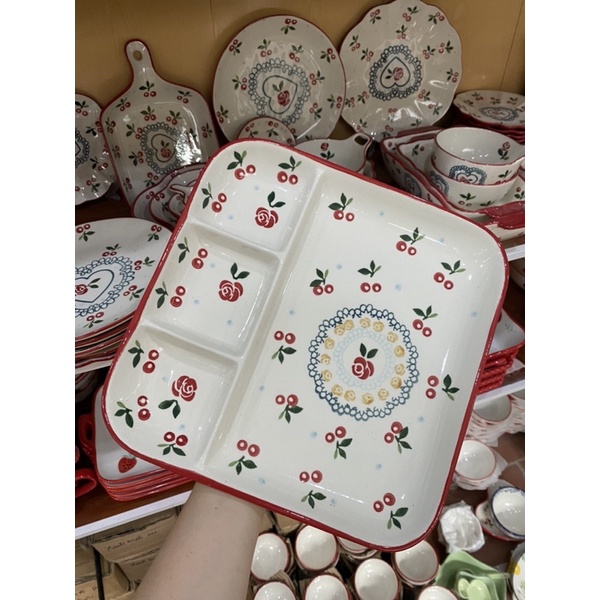 Khay Cherry đa năng, khay mứt, đĩa kèm ngăn gia vị