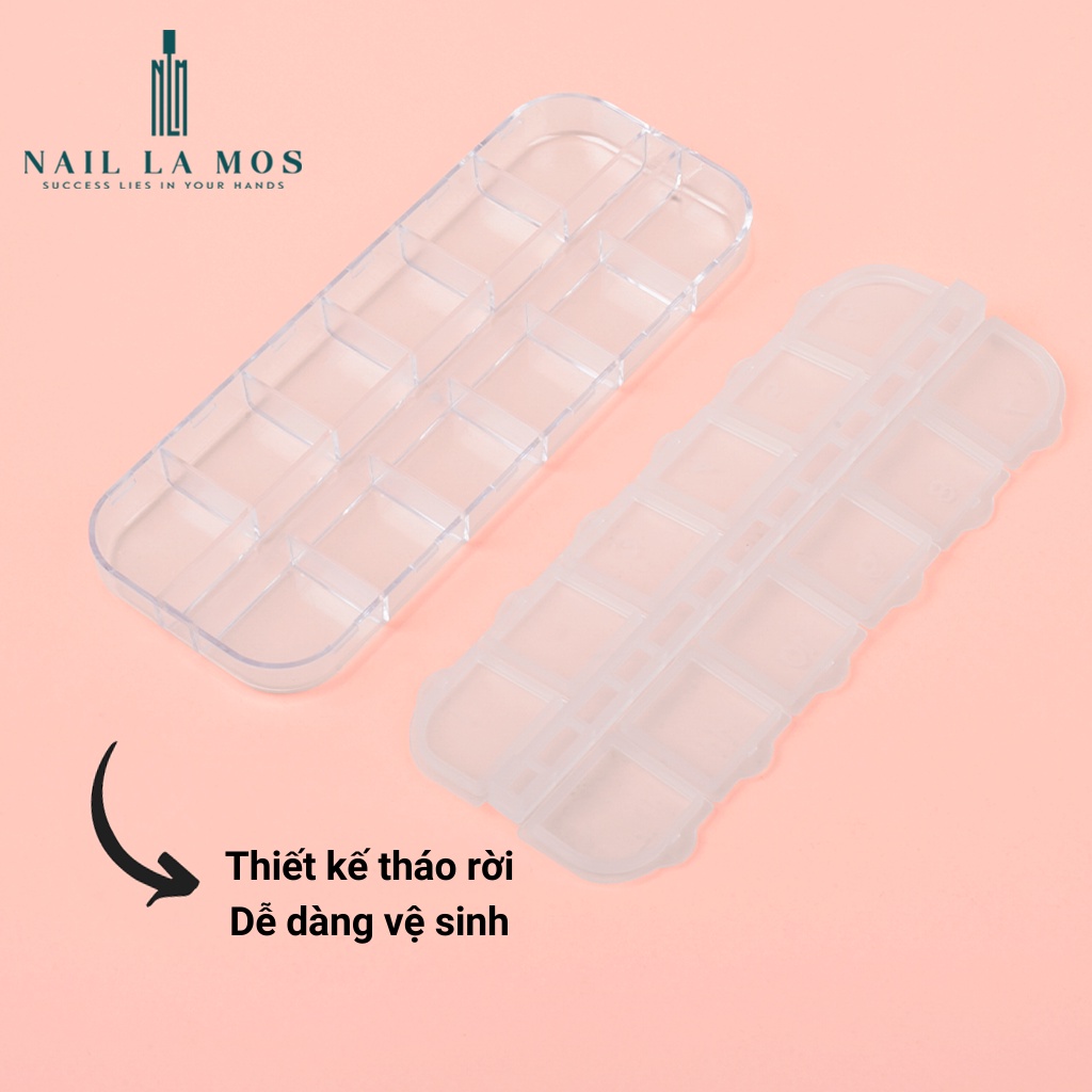 Hộp nhựa 12 ô đựng đá, charm, phụ kiện nail trang trí