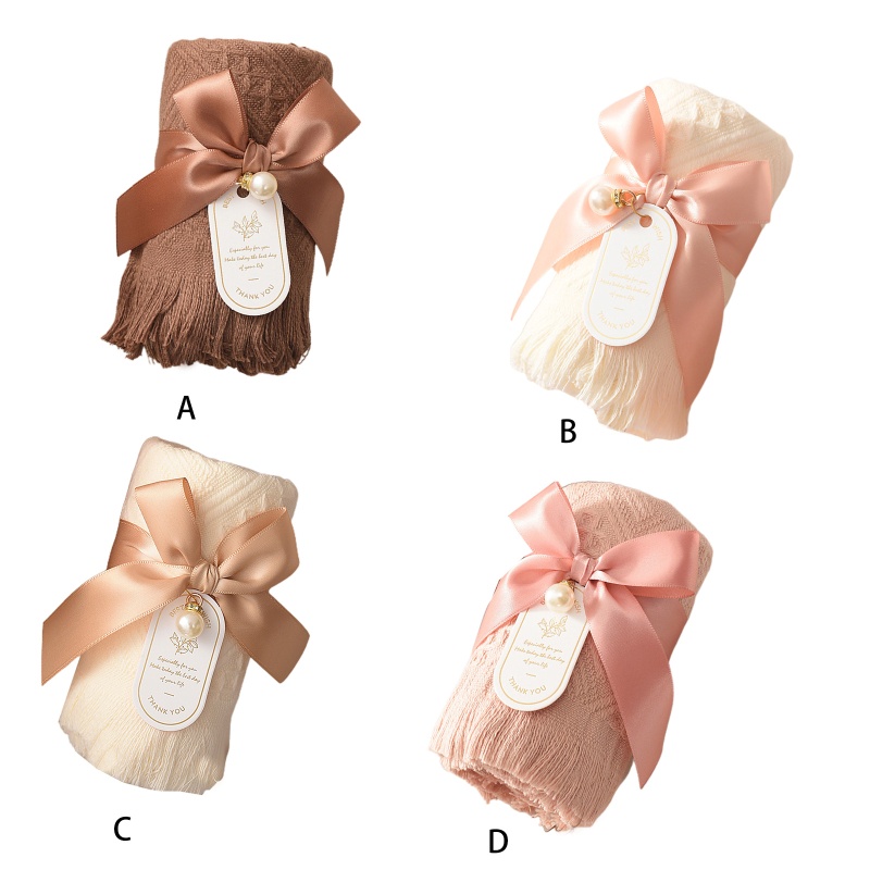 Khăn Tắm Cotton 13 8X29 5 Inch Trang Trí Thắt Nơ Xinh Xắn