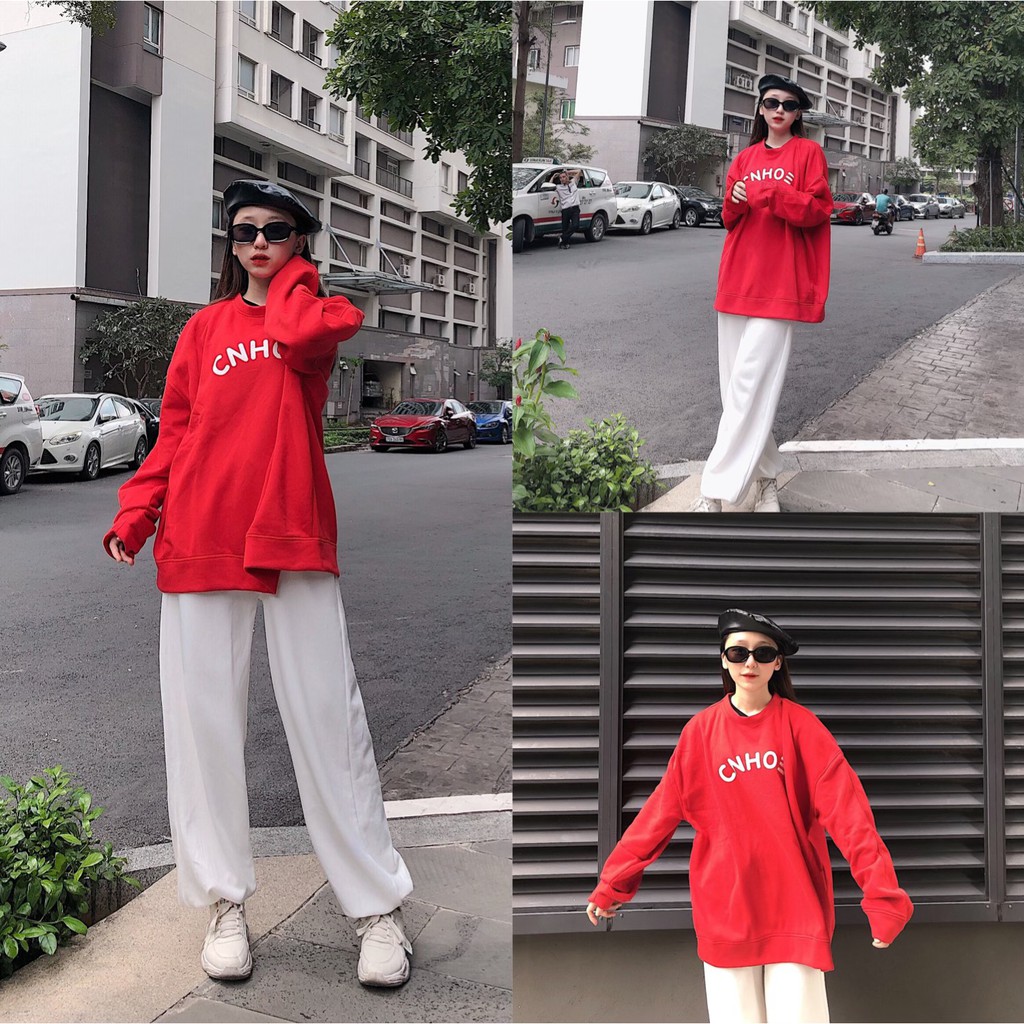 Áo Sweater Dáng Rộng In Chữ CNHOE Phong Cách Hàn Quốc Năng Động 1HIT_UNISEX