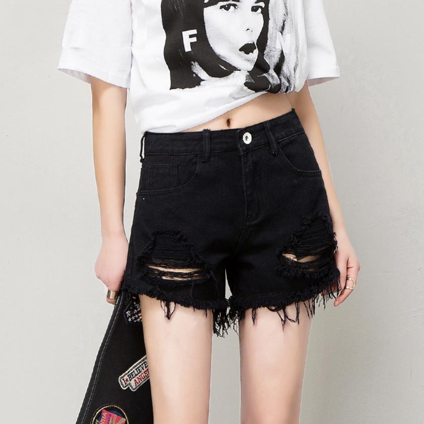 Quần short denim ống rộng lưng cao phong cách Hàn Quốc dành cho nữ