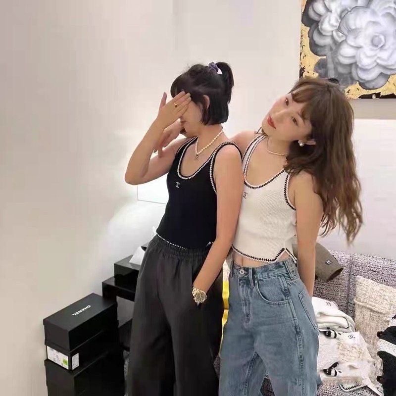 áo len sát nách dệt kim phối viền nổi bật (27089#)