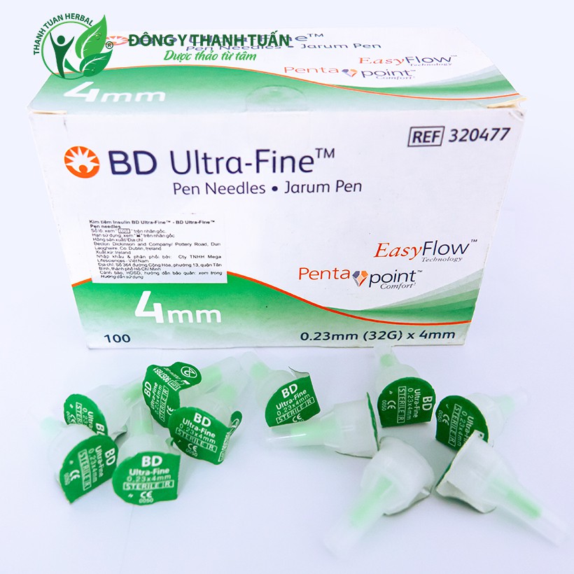 Kim tiêm isulin BD Ultra Fine Pen Needles 32G - Đầu kim tiêm sử dụng cho bút chích Insulin đái tháo đường