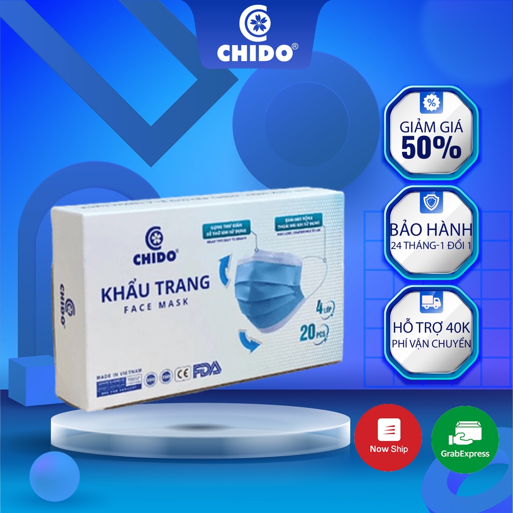 Khẩu Trang Y Tế KF94 4 Lớp Kháng Khuẩn Chống Bụi Chido 4D Đạt Tiêu Chuẩn FDA ISO, Kiểm Định Bộ Y Tế Chất Lượng Xuất Mỹ