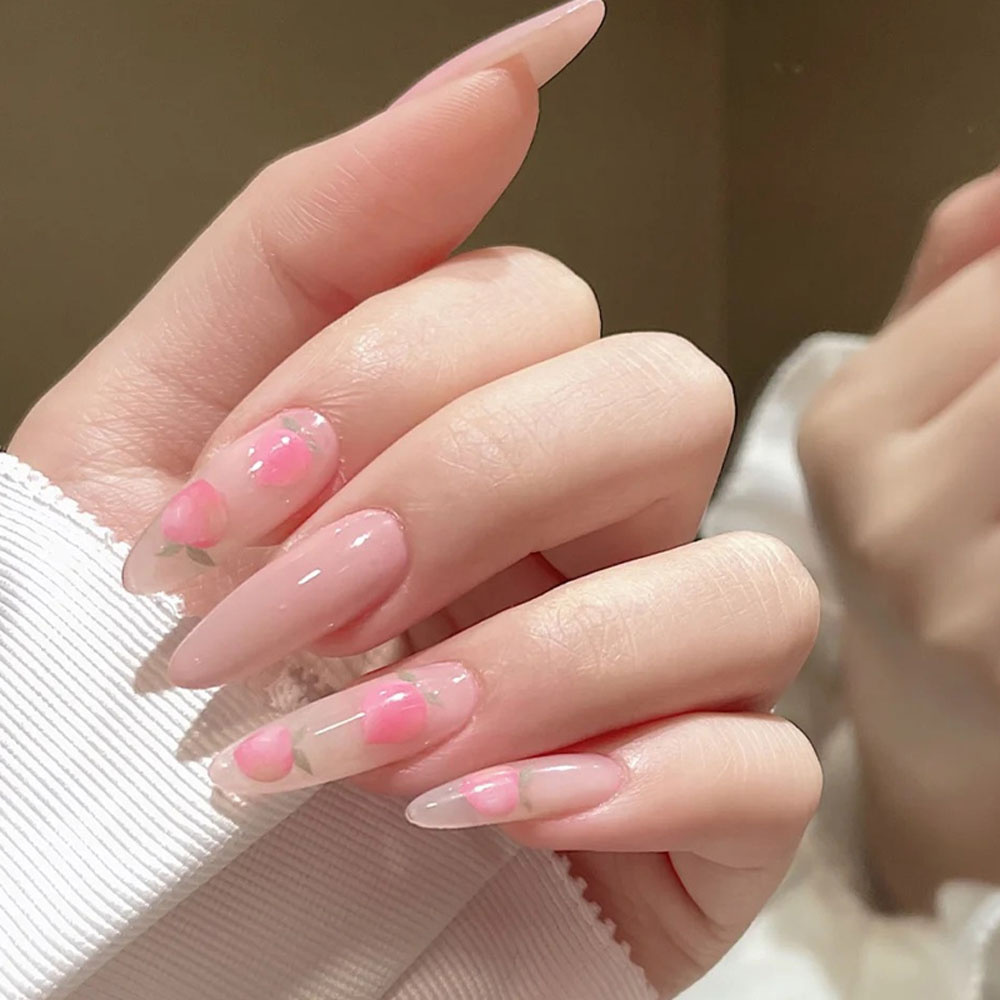 Miếng Dán Trang Trí Móng Tay Họa Tiết Trái Đào Dễ Thương Phong Cách Nhật Bản