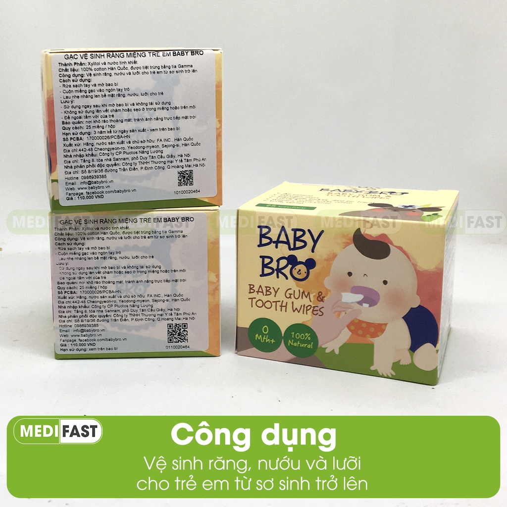 Gạc rơ lưỡi Baby Bro - Nhập khẩu Hàn Quốc - Baby Pro vệ sinh răng miệng cho bé