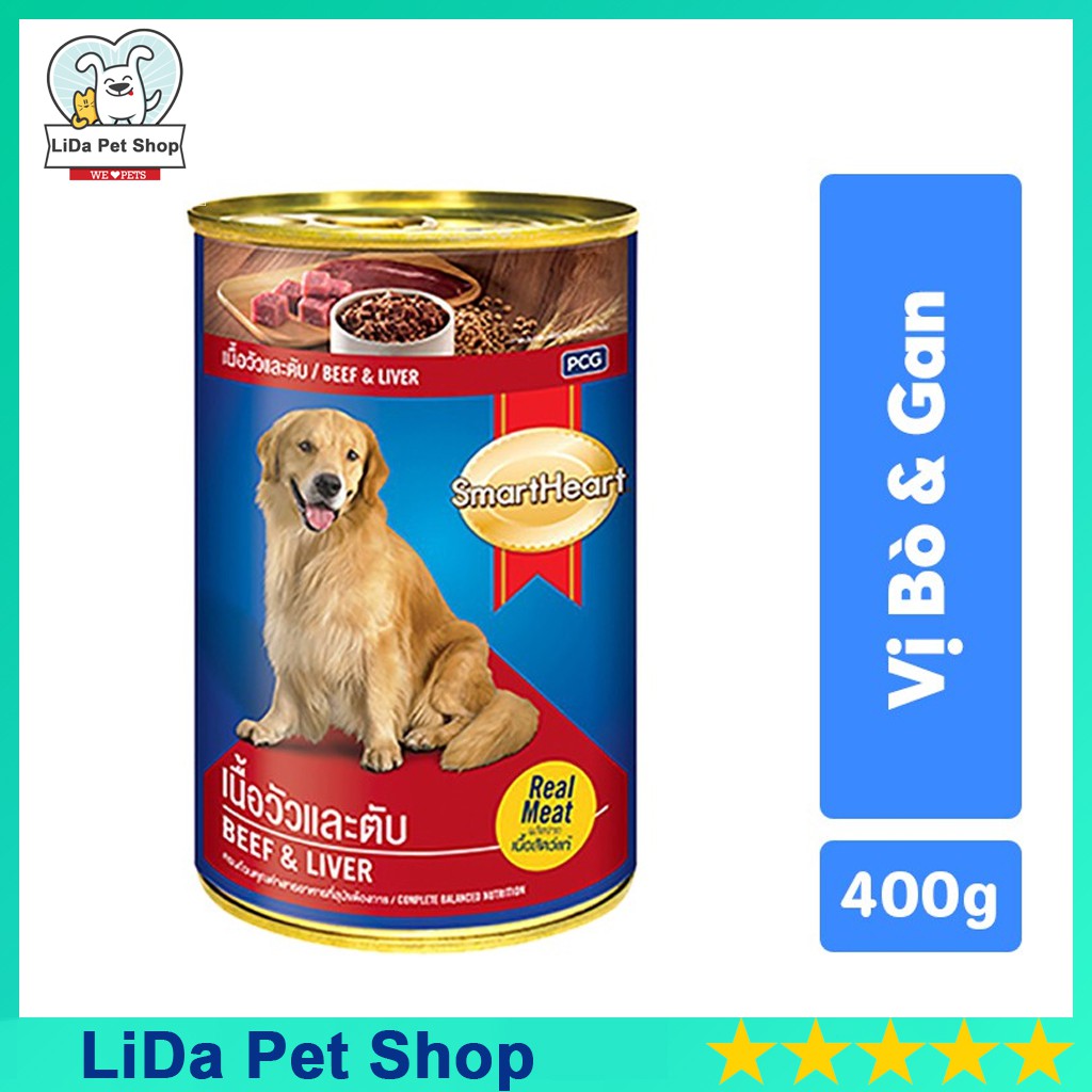 [400g] Pate lon Smartheart cho chó vị bò &amp; gan - Lida Pet Shop