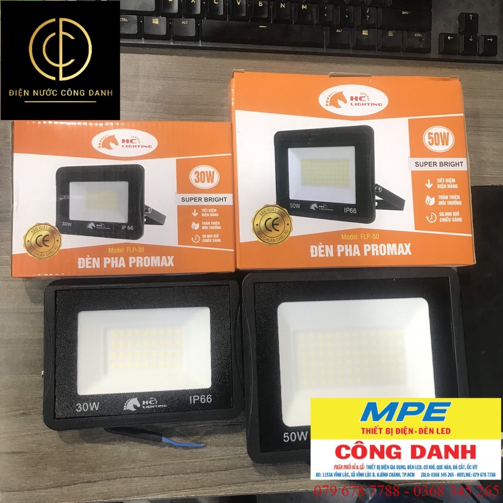 ĐÈN PHA LED HC LIGHTING(chính hãng) 30W,50W ánh sáng trắng (BẢO HÀNH ĐỔI MỚI 365 NGÀY)