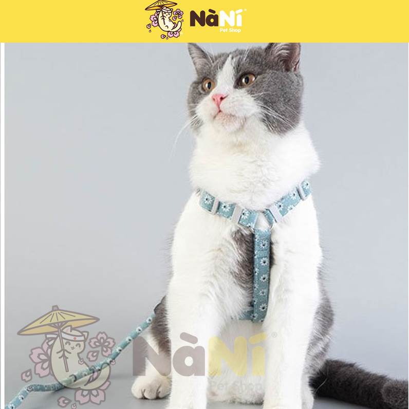 Dây Dắt Mèo Đi Dạo, Dây Dắt Mèo Dạng Yếm - Họa Tiết Nhật Bản Chanh Sả  - Nà Ní Pet Shop